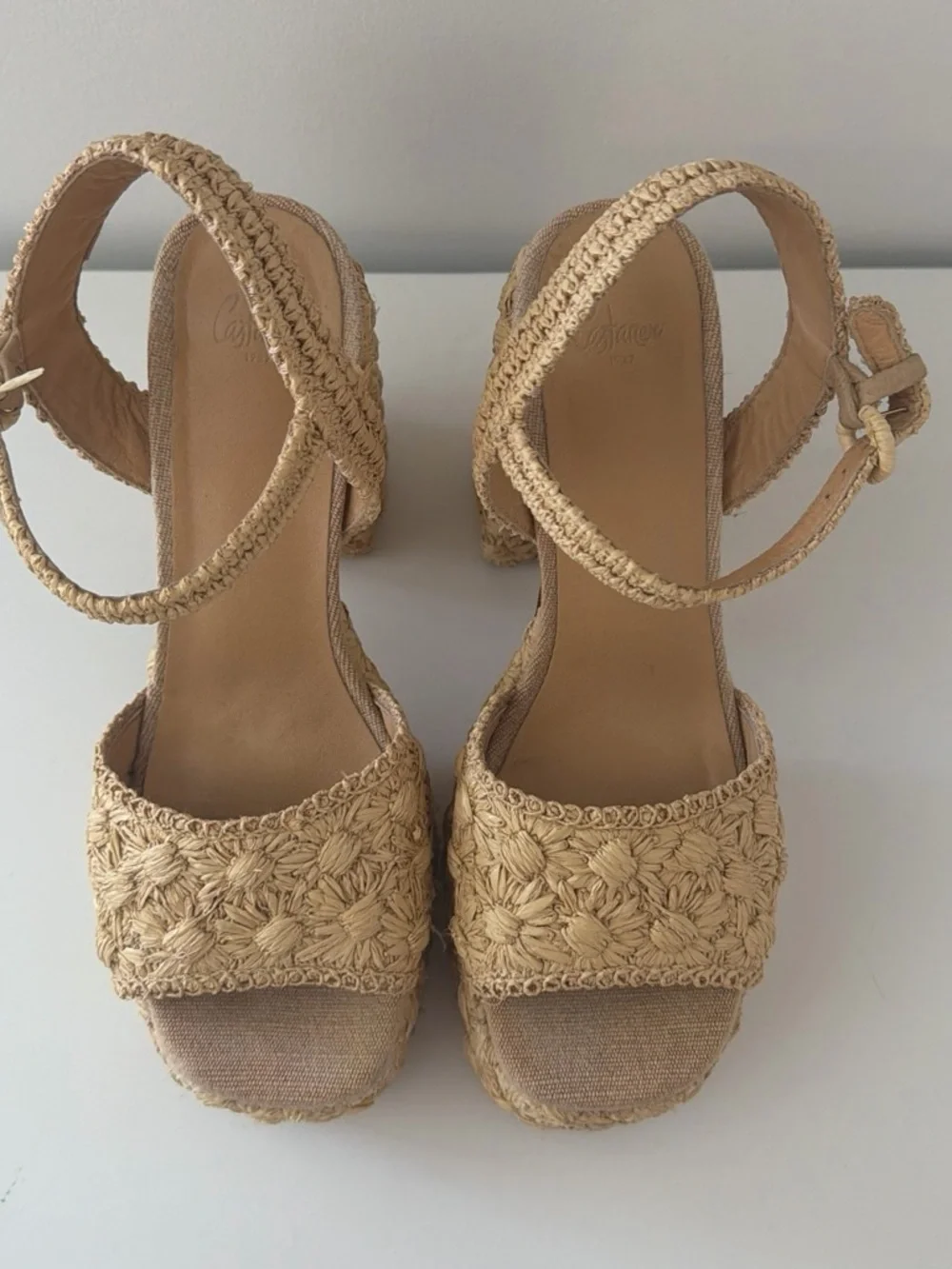 Woven Platform Sandals in Tan - Women